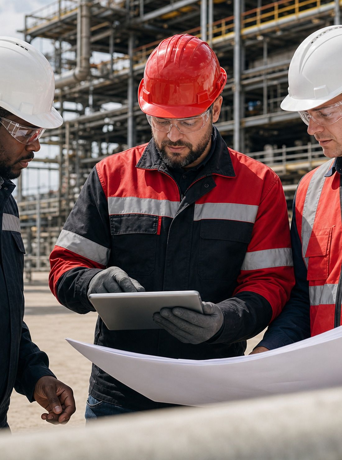 Apex QA/QC inspector verifying structural steelwork against project drawings